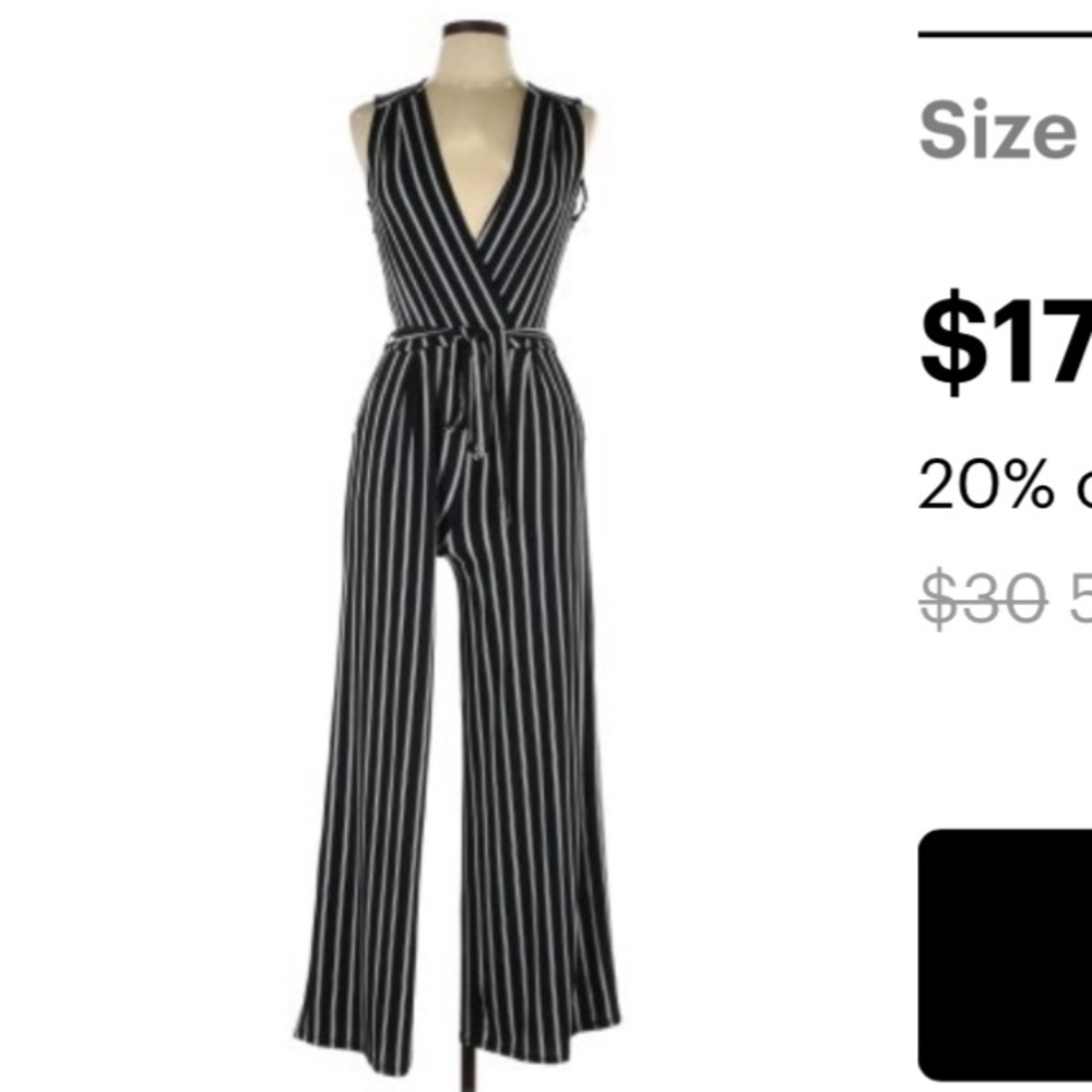 Monteau Navy Blue Striped Jumpsuit XS